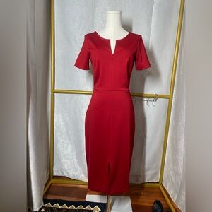 NWT Banana Republic Split-Neck Sheath Dress Elegant Red 2